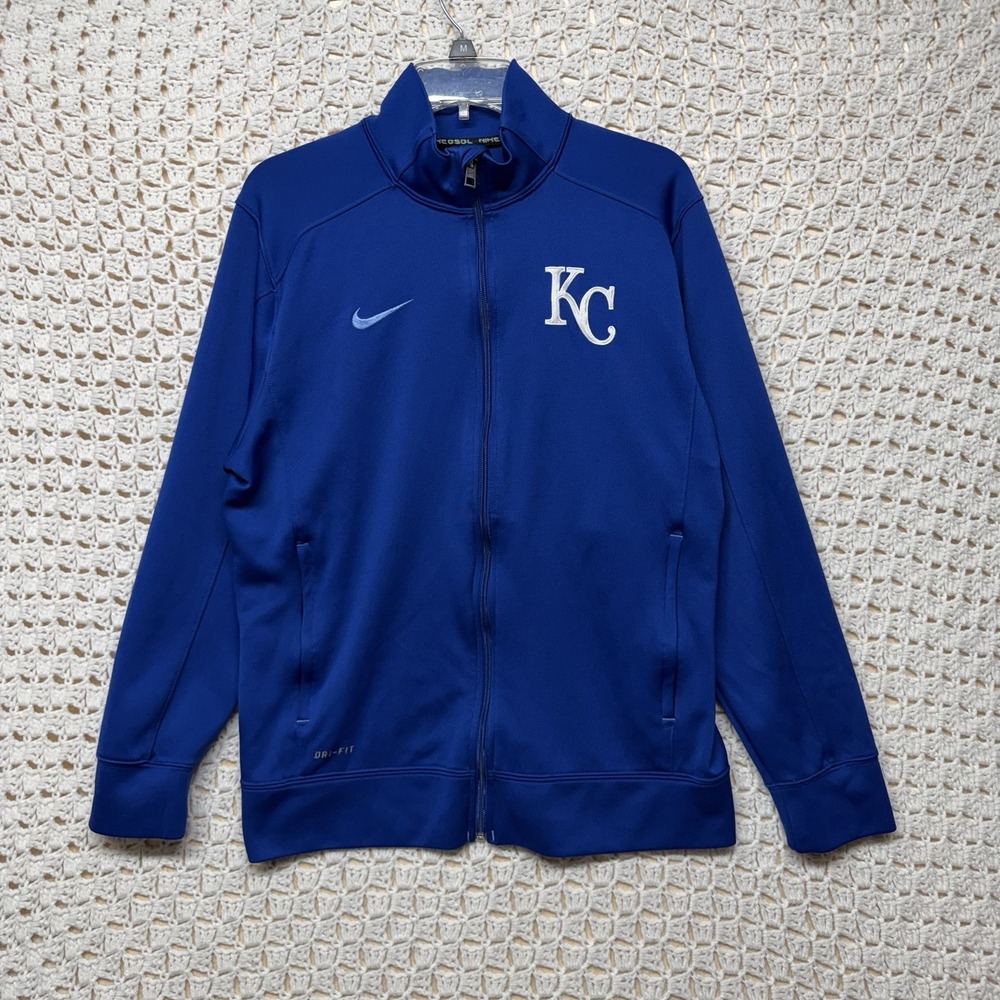 Kansas City Royals Jacket Mens M Blue MLB Baseball Nike Dri-FIT Full Zip Front